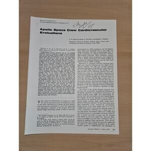 Apollo Space Crew 08/1974 Cardiovascular Evaluation Signed Reprint by GW Hoffler